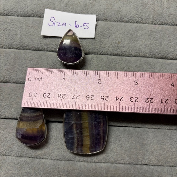 Amazonite and Fluorite Rings - Picture 4 of 5